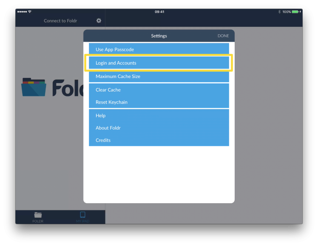 Managing multiple accounts in the Foldr iOS app