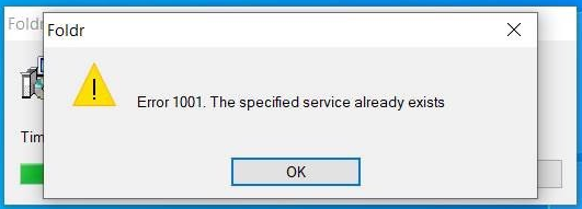 Error 1001: The Specified Service Already Exists